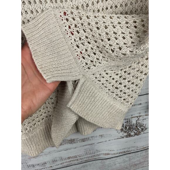 Gap Open Knit Crewneck Sweater Cream Medium Coastal Nautical Beachy Minimalist - Picture 5 of 9